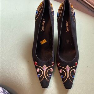 J.Renee Black Embellished Women's Shoes